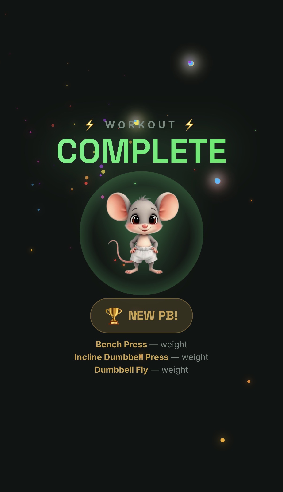 Workout complete screen